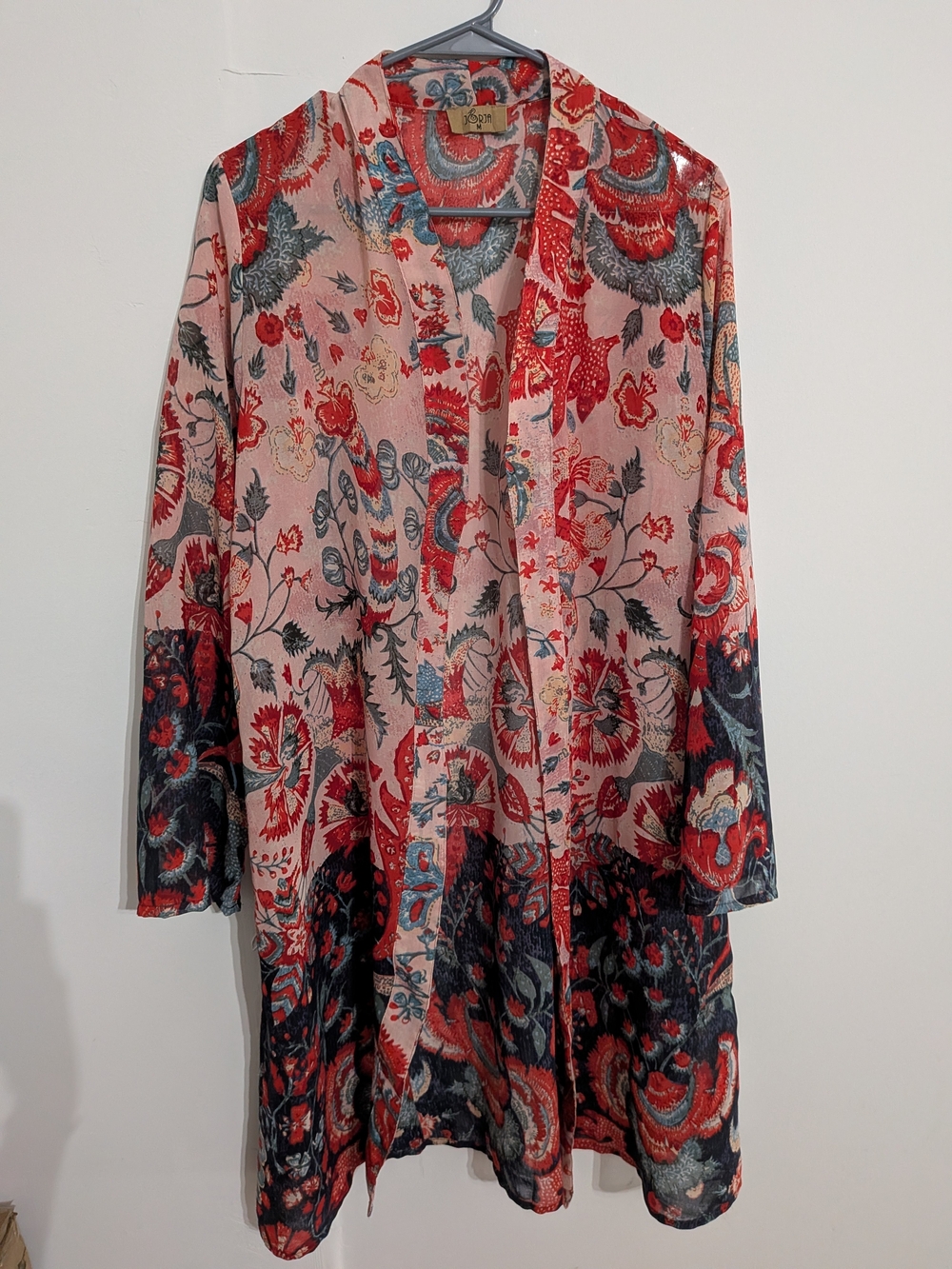Jorja Boho Floral Sheer Open Front Kimono